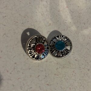 2 Snap charms - one pink and one blue rhinestone- Live Laugh Love